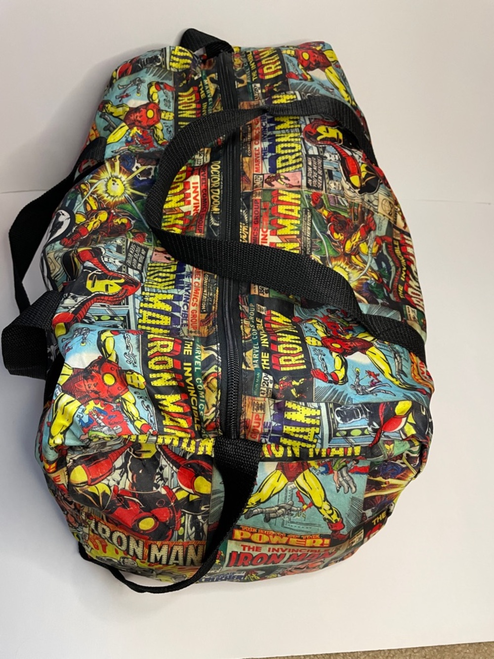 Vintage Marvel Iron Man Comic Print Duffel Bag- Black Strap - Picture 2 of 5